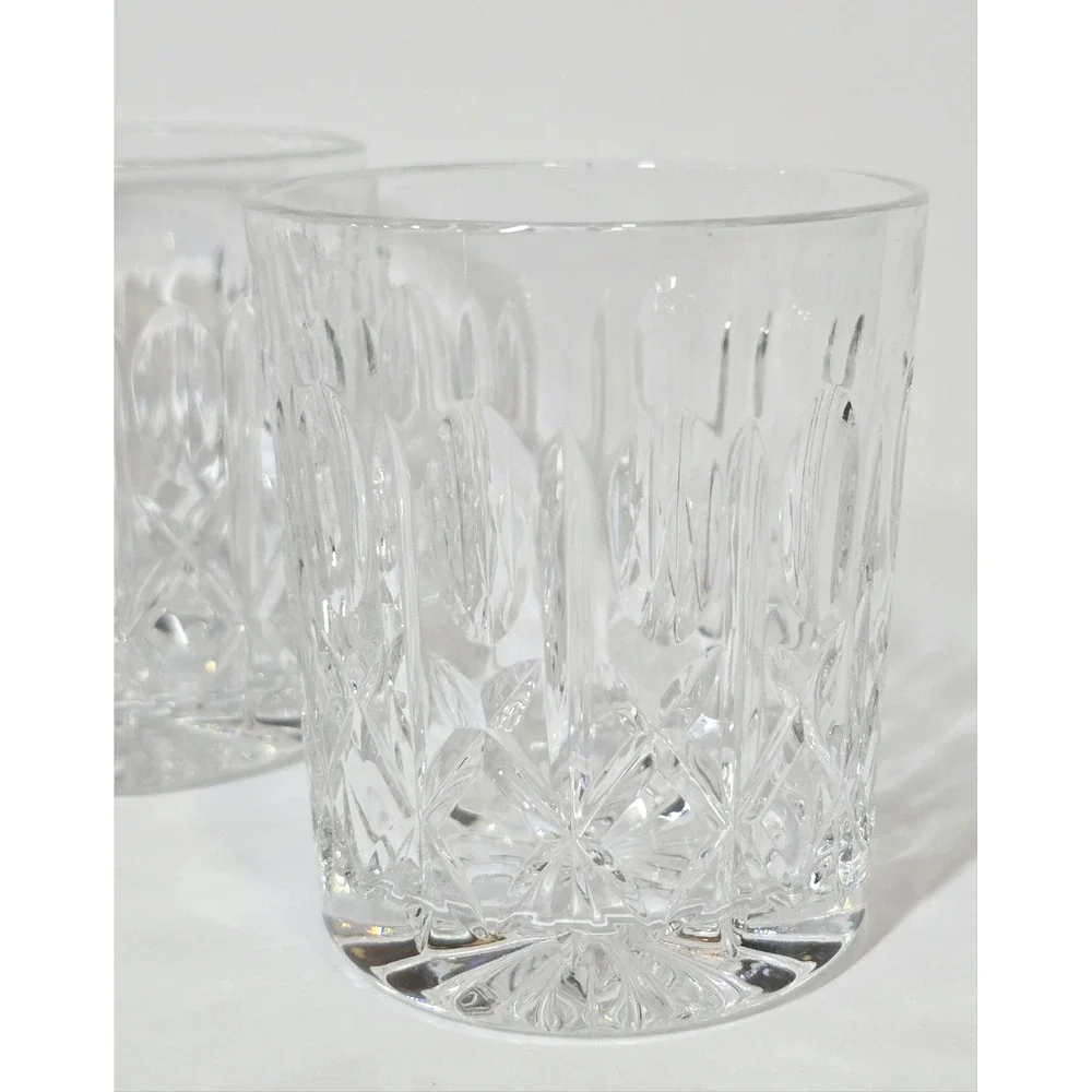 Vintage Lausitzer Cut Crystal Germany LA7 Old Fashioned Whiskey Glasses Set of 4